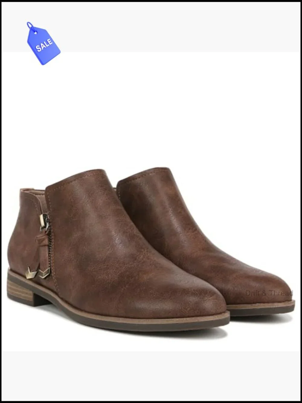 Faux Suede Ankle Booties Block Heel Side Zip